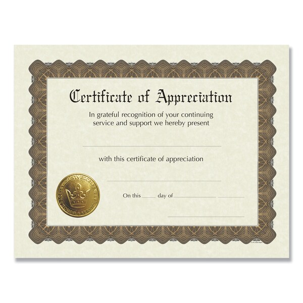 Great Papers! Ready-to-Use Certificates, 11 x 8.5, Ivory/Brown, Appreciation, PK6 930000